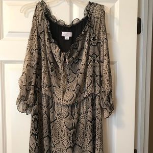 Jessica Simpson snake print off the shoulder dress